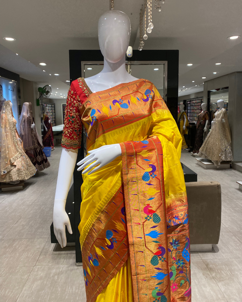 Radiant Yellow Pure Silk Paithani with Designer Border and Pallu