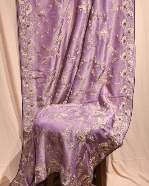 Lavender Dola Pure Silk Saree