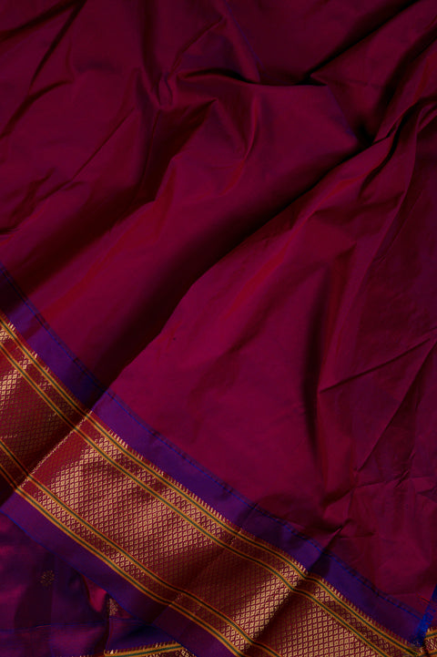 Plum Pure Silk Traditional Paithani Saree with Rudraksh Butta