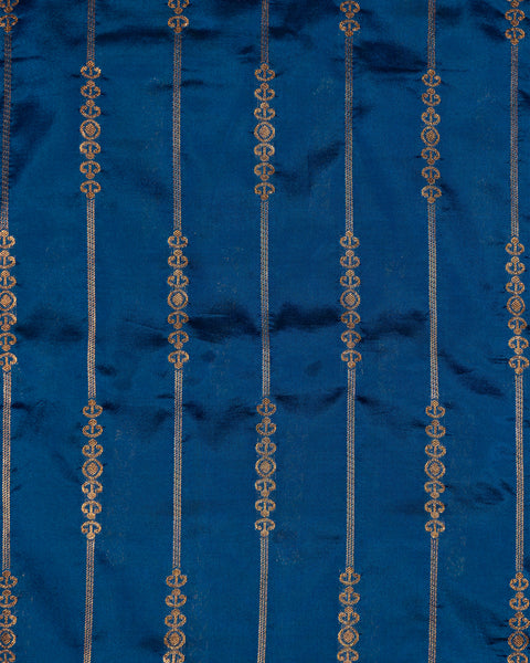 Royal Blue Stripes Semi Silk Paithani Saree with Rani Pink Zari Border