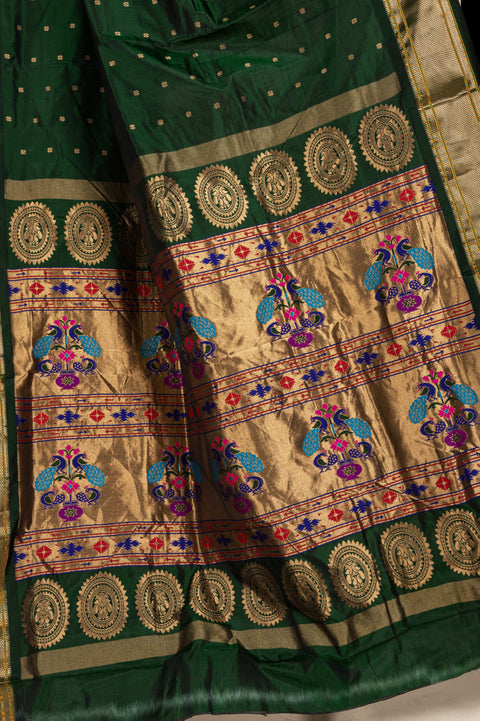 Gandharv Nauvari 9 Yard Pure Silk Saree with Tilgul Butta Border