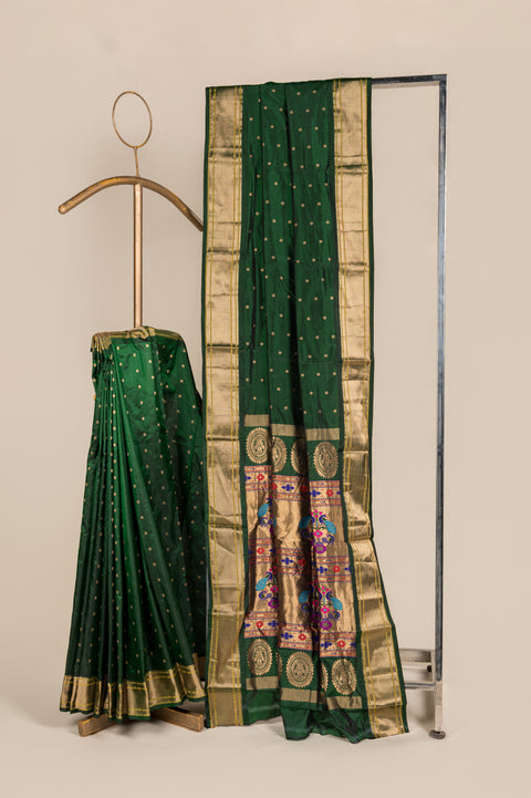 Gandharv Nauvari 9 Yard Pure Silk Saree with Tilgul Butta Border