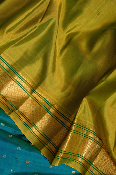 Kalanjali Peacock Blue Pure Silk Paithani Saree with Rudraksh Butta