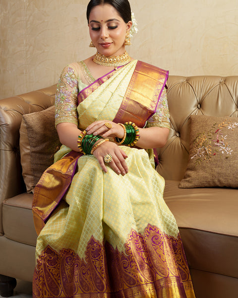 Light Green Pure Silk Kanjeevaram Saree