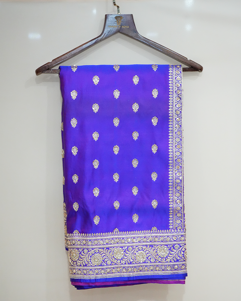 Royal Blue Banarasi Silk Saree with Banarasi Zaal Work