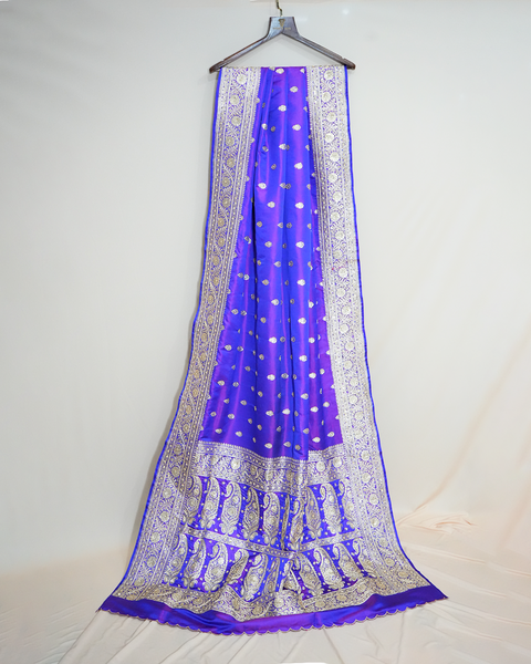 Royal Blue Banarasi Silk Saree with Banarasi Zaal Work