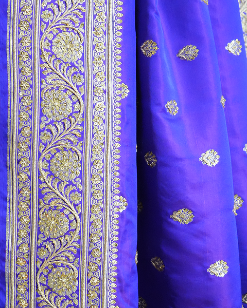 Royal Blue Banarasi Silk Saree with Banarasi Zaal Work