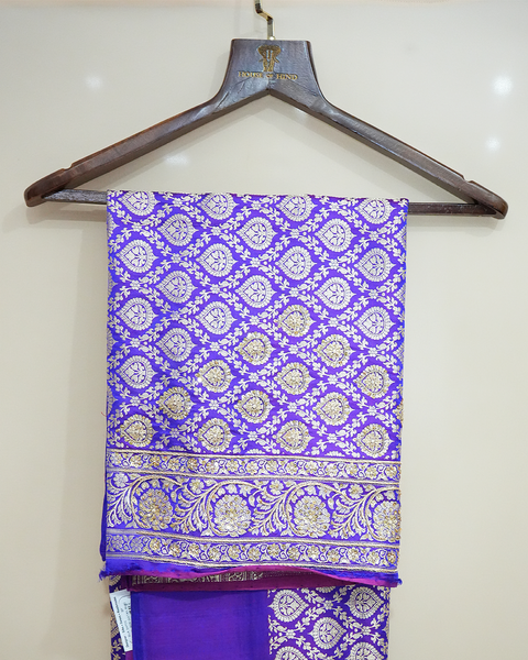 Royal Blue Banarasi Silk Saree with Banarasi Zaal Work