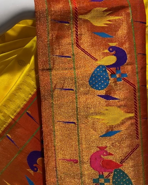 Radiant Yellow Pure Silk Paithani with Designer Border and Pallu