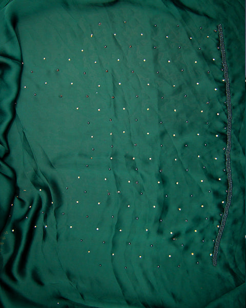 Leaf Green Satin Saree