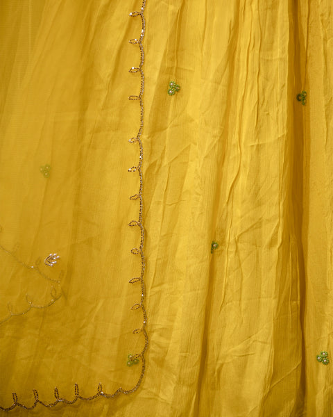 Dark Yellow Indo Western Light Weight Lehenga