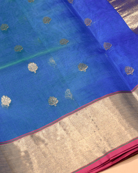 royal blue chanderi silk saree