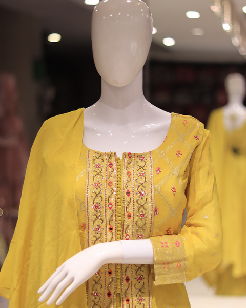 Mustard Yellow Sharara Suit for Wedding Parties