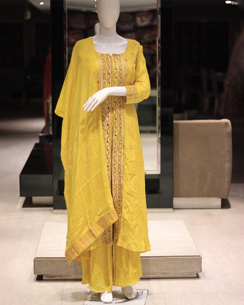 Mustard Yellow Sharara Suit for Wedding Parties