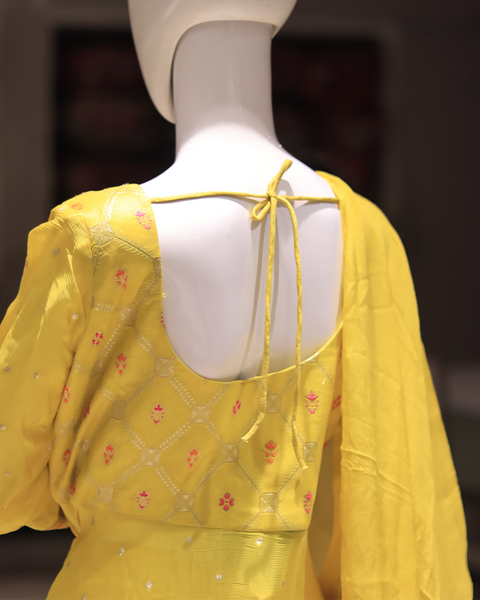 Mustard Yellow Sharara Suit for Wedding Parties