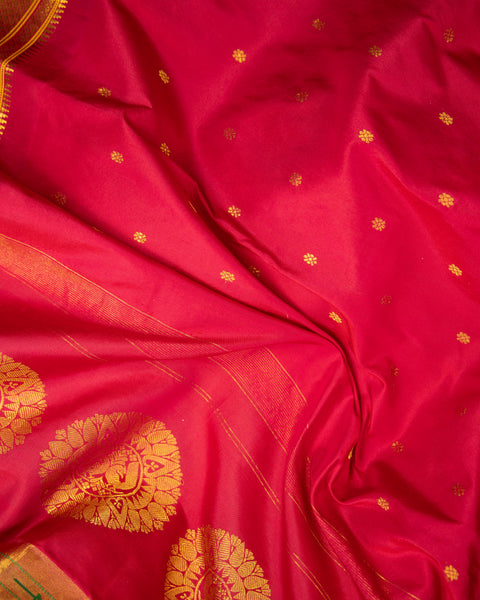 Red Pure Silk Paithani Saree with Chataie Border