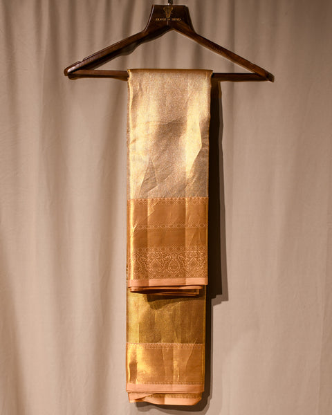 Golden-Red Kanjivaram Tissue Saree