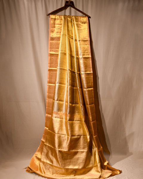 Golden-Red Kanjivaram Tissue Saree