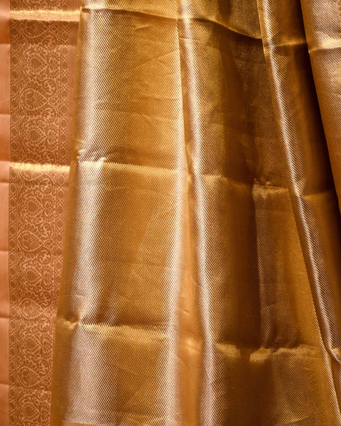 Golden-Red Kanjivaram Tissue Saree