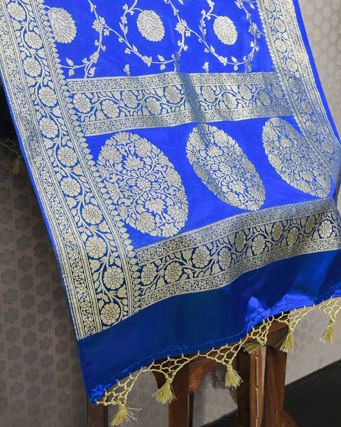 Royal Blue Banarasi Jaal Shela