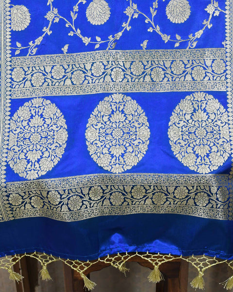 Royal Blue Banarasi Jaal Shela