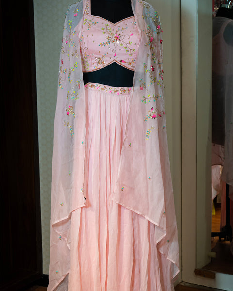 Elegance Redefined: Pink Three-Piece Indo-Western Outfit