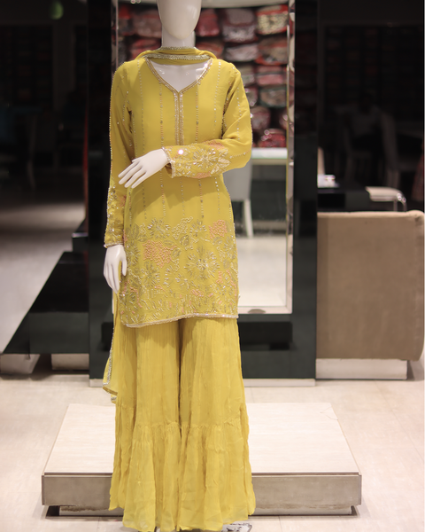 House of Hind Radiant Mustard Sharara Suit