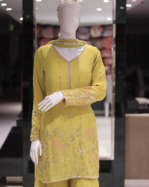 House of Hind Radiant Mustard Sharara Suit