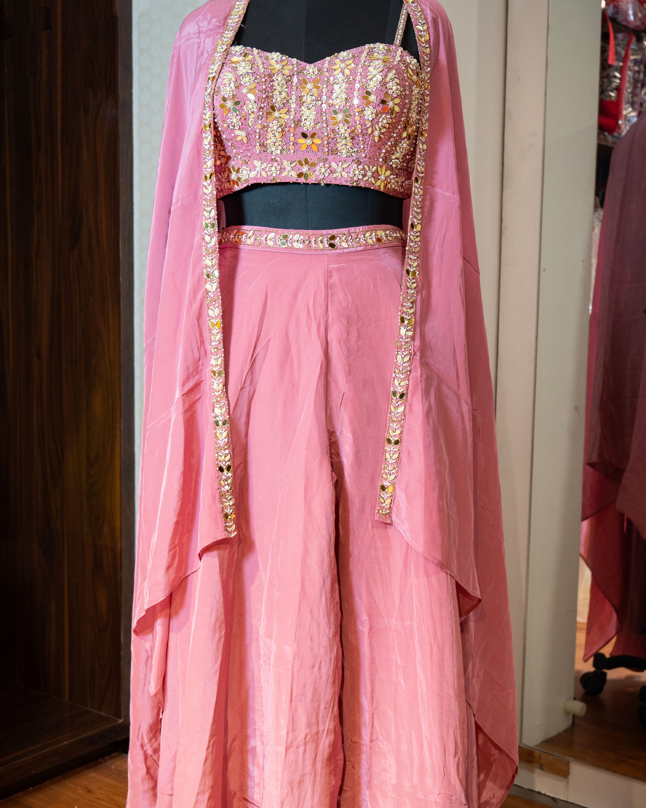 Baby Pink Indo Western Dress Baby Pink Three- Piece Indo-western Outfit   House Of Hind