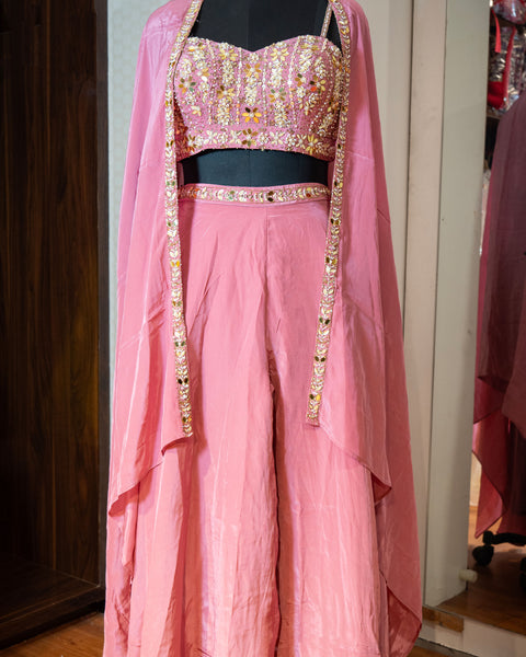 Baby Pink Three- Piece Indo-western Outfit