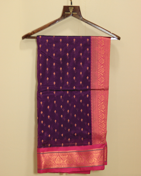 Purple Colour 9 Yard Semi Silk Paithani Saree