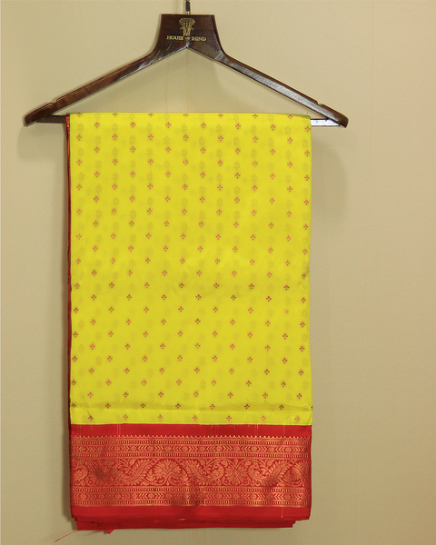 Yellow Semi-Silk 9 Yard Paithani Saree with Crimson Red Border