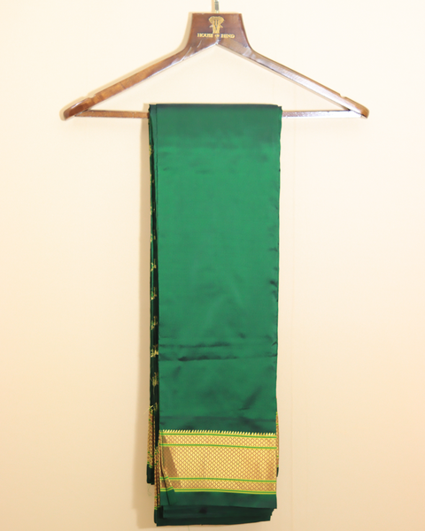 Forest Green 9-Yard Silk Saree Golden Zari Saree