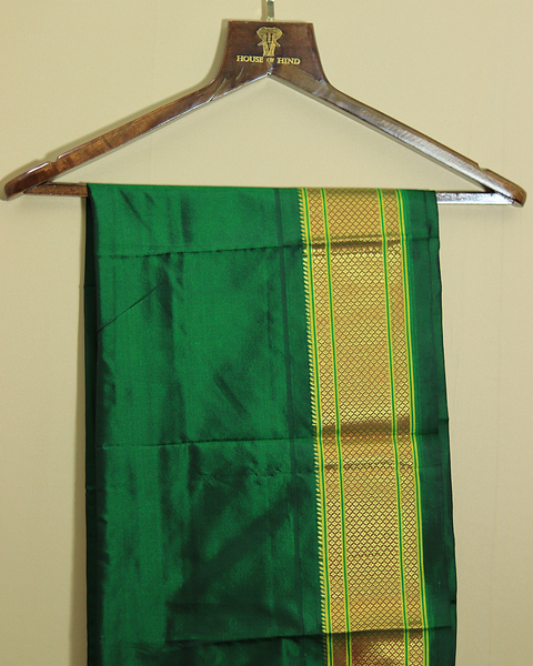 Forest Green 9-Yard Silk Saree Golden Zari Saree