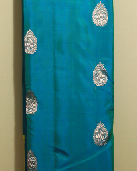 Aqua Blue Grace 9-Yard Silk Saree With Zari Border