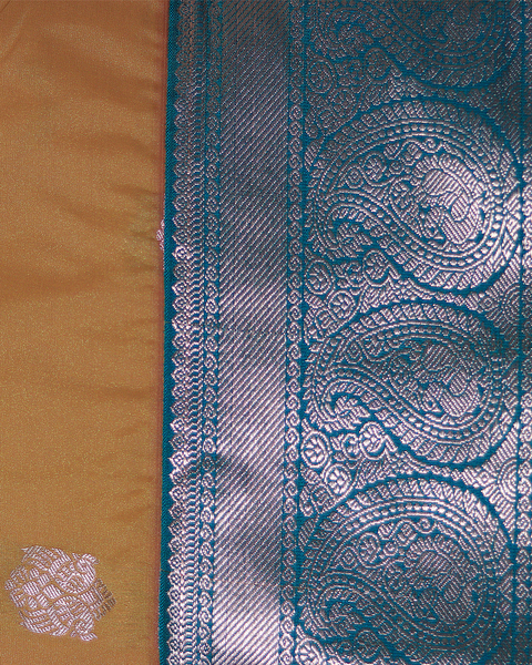 Mustard Colour Semi Silk 9 Yard Paithani Saree with Silver Zari
