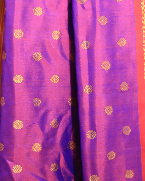 Regal Purple with Gold and Red 9 Yard Paithani Border