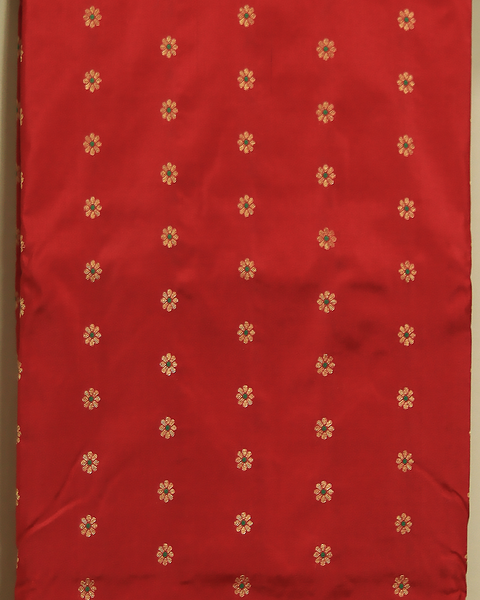 Fiery Red 9 Yard Paithani Pure Silk Saree  with Emerald Green Zari Border