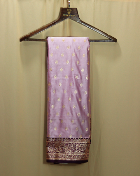 Pink Saree Banarasi Semi-Silk with Butti and Contrast Border