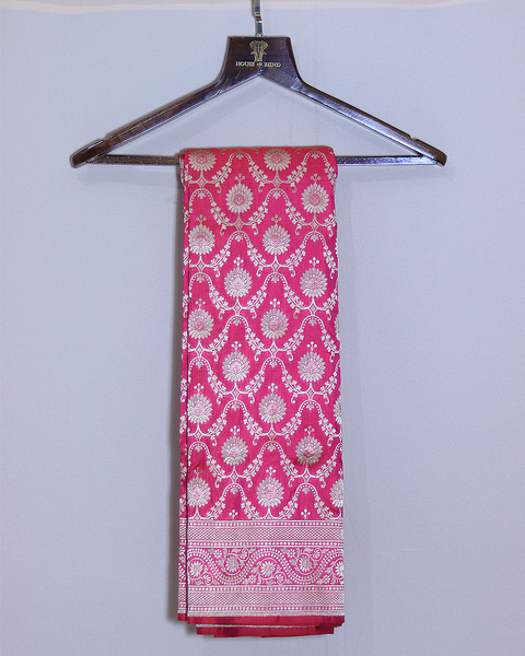 Pink Banarasi Uppada Saree with Lustrous Zari Accents