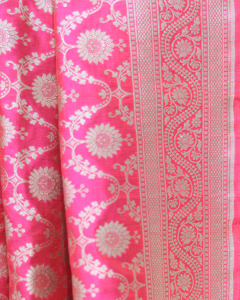 Pink Banarasi Uppada Saree with Lustrous Zari Accents