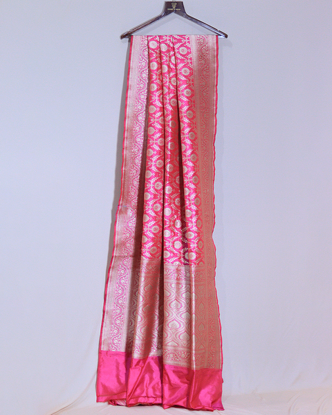 Pink Banarasi Uppada Saree with Lustrous Zari Accents