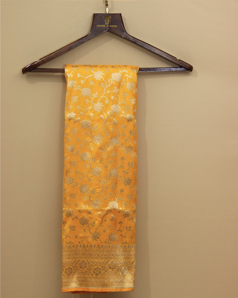 Golden Yellow Banarasi Uppada Saree with Intricate Zari Work