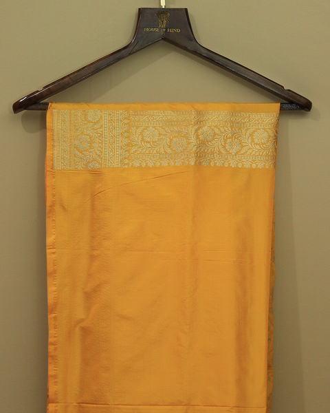 Golden Yellow Banarasi Uppada Saree with Intricate Zari Work