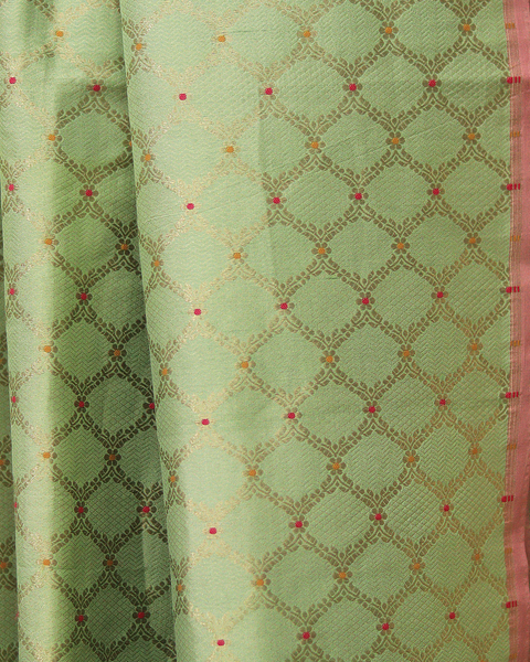 Pistachio Green Banarasi Uppada Saree with Delicate Zari Work