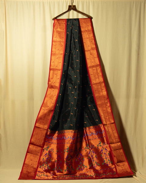 Black Saree With Red Border