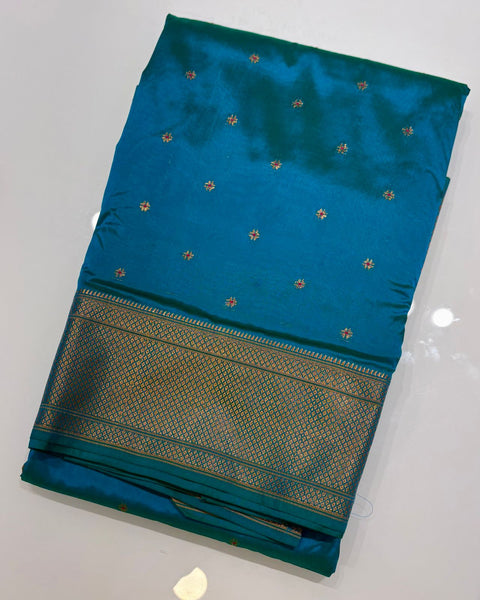 Blue Semi Silk Paithani