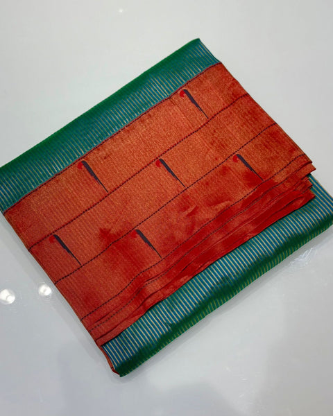 Blue Triple Muniya Tissue Zari Stripes Paithani Saree