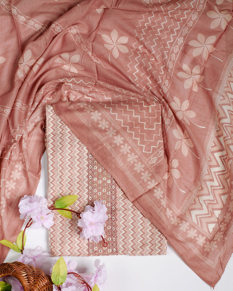 Pink Semi Stitched Suit