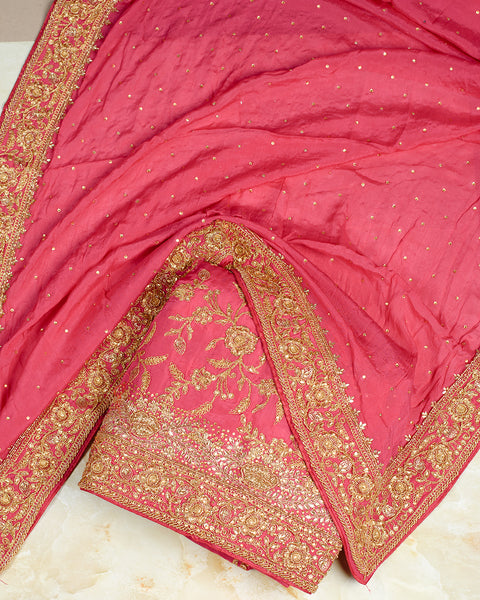 Pink Semi Stitched Suit